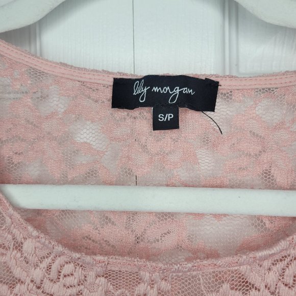 Pink lace overlay long sleeves shirt - Picture 3 of 5